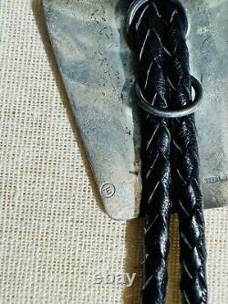 Vintage Kewa ED LOVATO Sterling Silver Overlay Roadrunner Bolo Tie 48g