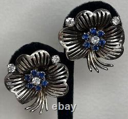 Vintage Knoll & Pregizer West Germany Sterling Silver Gilt Paste Earrings