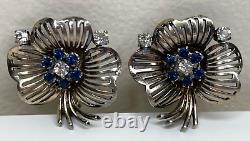 Vintage Knoll & Pregizer West Germany Sterling Silver Gilt Paste Earrings