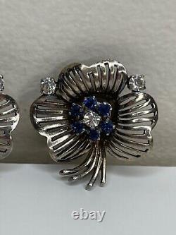 Vintage Knoll & Pregizer West Germany Sterling Silver Gilt Paste Earrings