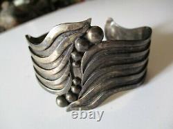 Vintage La Cucaracha Sterling Silver Taxco Cuff Bracelet Rare Modernist 1950's