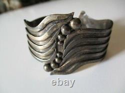 Vintage La Cucaracha Sterling Silver Taxco Cuff Bracelet Rare Modernist 1950's