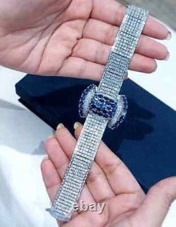 Vintage Lab Sapphire Tennis Bracelet 925 Sterling Silver Authentic High Jewelry