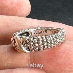 Vintage Lagos Caviar Sterling Silver 925 Beaded Design Ring Band Size 6
