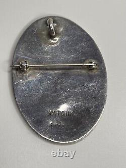 Vintage Larry Watchman Sterling Silver Navajo Inlaid Cardinal Pendant Brooch Pin