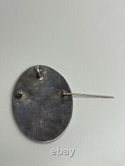 Vintage Larry Watchman Sterling Silver Navajo Inlaid Cardinal Pendant Brooch Pin