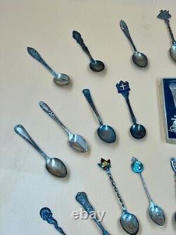 Vintage Lot Of 47 Sterling Silver Souvenir Spoons 1 lb. 2.5 oz. Marked or Tested