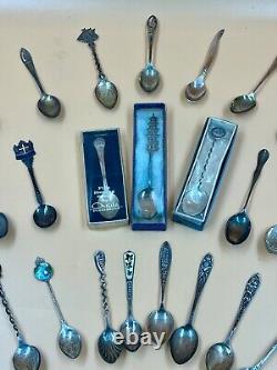 Vintage Lot Of 47 Sterling Silver Souvenir Spoons 1 lb. 2.5 oz. Marked or Tested