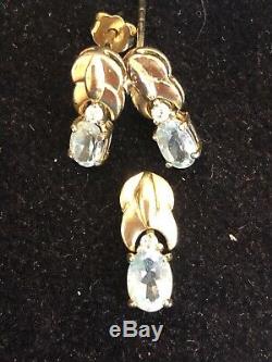 Vintage Lot Sterling Silver Earrings Antique Cameo Garnet Diamond Aquamarine