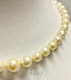 Vintage MIKIMOTO Sterling Silver Clasp 6.5mm-9.5mm Akoya Pearl Necklace 15