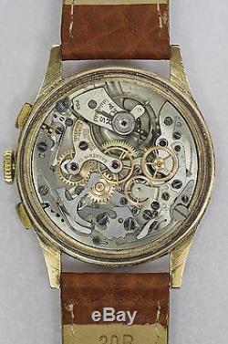 Vintage MONTAGNE 18K Gold & Sterling Silver 1950's Manual Wind Chronograph Watch