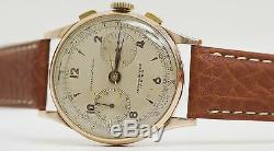 Vintage MONTAGNE 18K Gold & Sterling Silver 1950's Manual Wind Chronograph Watch