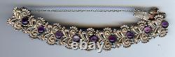 Vintage Margot De Taxco Mexican Sterling Silver & Amethyst Bracelet