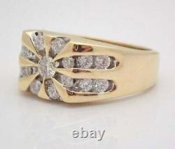 Vintage Men's 1CT Cluster Diamond Engagement Ring Pinky 14K Yellow Gold Finish
