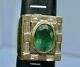 Vintage Men's 5 Ct Created Green Emerald Engagement Ring 14k Yellow Gold Plated