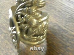 Vintage Mexican Acorn Bybass Bangle Bracelet Sterling Silver Signed Es 925