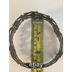 Vintage Mexican Sterling Silver Hinged Bracelet Cut Out Floral Design Cuff EUC Vintage Mexican Sterling Silver Hinged Bracelet Cut Out Floral Design Cuff EUC