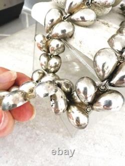 Vintage Mexico Sterling Silver Articulated Flower Petal Necklace 1940's