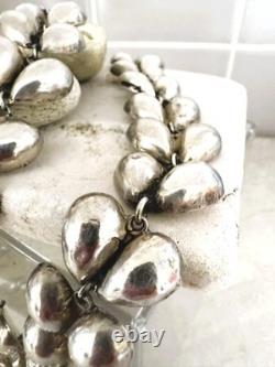 Vintage Mexico Sterling Silver Articulated Flower Petal Necklace 1940's