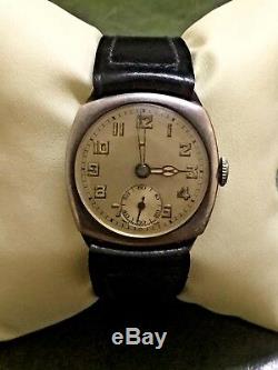 Vintage Military Cyma Swiss Mens' Watch. C 1920's. Sterling Silver Cushion Case