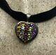 Vintage Mixed Gemstone Heart Deco 925 Sterling Silver Necklace