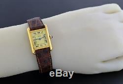 Vintage Must de Cartier Tank 20mm 925 Sterling Silver Vermeil Quartz Watch With