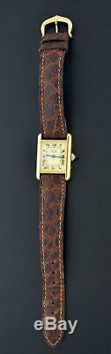 Vintage Must de Cartier Tank 20mm 925 Sterling Silver Vermeil Quartz Watch With