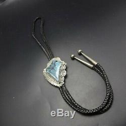 Vintage NAVAJO Hand Stamped Sterling Silver GOLD CANYON TURQUOISE BOLO Tie