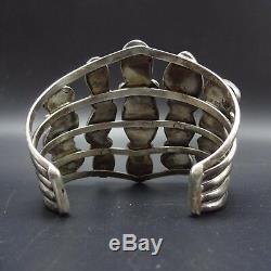 Vintage NAVAJO Sterling Silver & FOX TURQUOISE Cluster Cuff BRACELET 73g