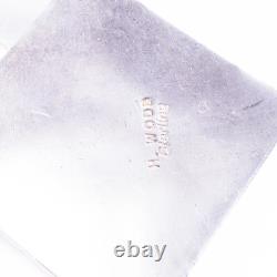 Vintage Native 925 Sterling Silver Coral Square Drop Earrings Signed H. Wood