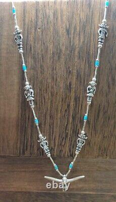 Vintage Native American Jewelry Navajo Kachina Dancer Sterling Silver Turquoise