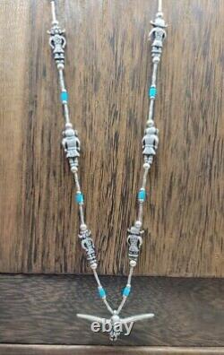 Vintage Native American Jewelry Navajo Kachina Dancer Sterling Silver Turquoise