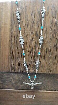 Vintage Native American Jewelry Navajo Kachina Dancer Sterling Silver Turquoise