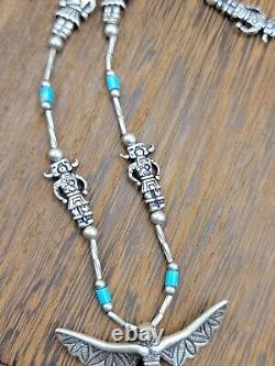 Vintage Native American Jewelry Navajo Kachina Dancer Sterling Silver Turquoise