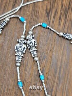Vintage Native American Jewelry Navajo Kachina Dancer Sterling Silver Turquoise