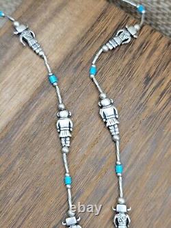 Vintage Native American Jewelry Navajo Kachina Dancer Sterling Silver Turquoise