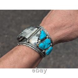 Vintage Native American Jewelry Watch Cuff Bracelet Signed size 7.125