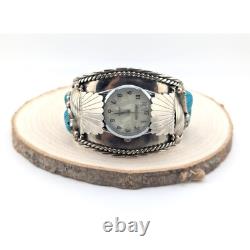 Vintage Native American Jewelry Watch Cuff Bracelet Signed size 7.125