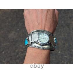 Vintage Native American Jewelry Watch Cuff Bracelet Signed size 7.125