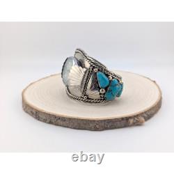 Vintage Native American Jewelry Watch Cuff Bracelet Signed size 7.125