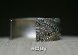 Vintage Native American Navajo Stamped Sterling Silver Cuff Bracelet