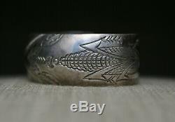 Vintage Native American Navajo Stamped Sterling Silver Cuff Bracelet