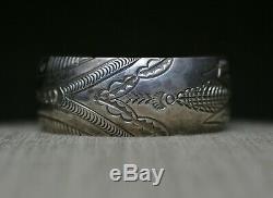 Vintage Native American Navajo Stamped Sterling Silver Cuff Bracelet