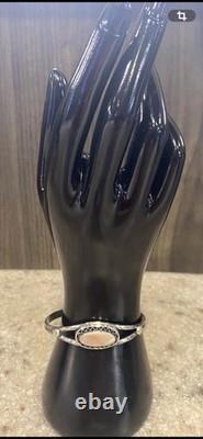 Vintage Native American Navajo Sterling Silver MOP Cuff Bracelet Unsigned