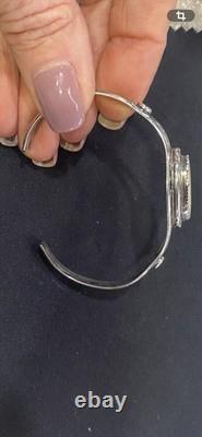 Vintage Native American Navajo Sterling Silver MOP Cuff Bracelet Unsigned