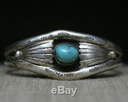 Vintage Native American Navajo Sterling Silver Turquoise Cuff Bracelet