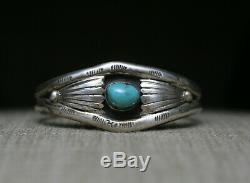 Vintage Native American Navajo Sterling Silver Turquoise Cuff Bracelet