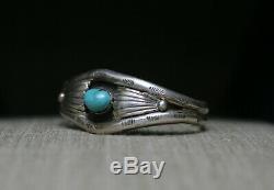 Vintage Native American Navajo Sterling Silver Turquoise Cuff Bracelet