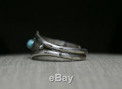 Vintage Native American Navajo Sterling Silver Turquoise Cuff Bracelet