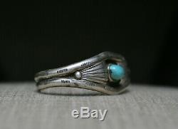 Vintage Native American Navajo Sterling Silver Turquoise Cuff Bracelet